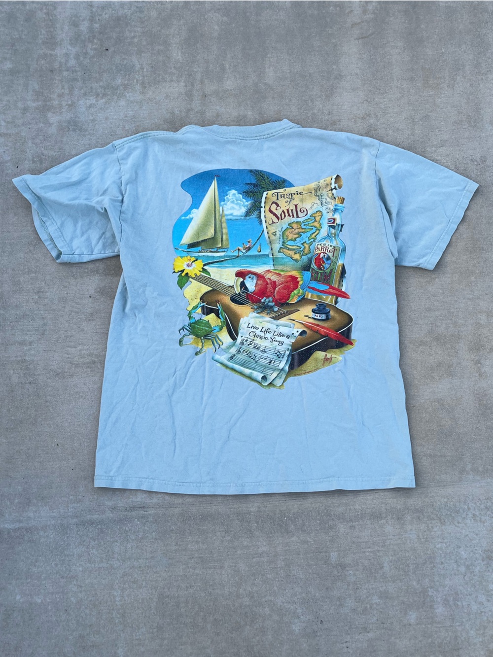 Vintage Surfwear Caribbean Soul Light Blue Graphic Tee size XL